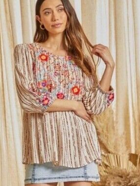 Savanna Jane Rayon Embroidered Top